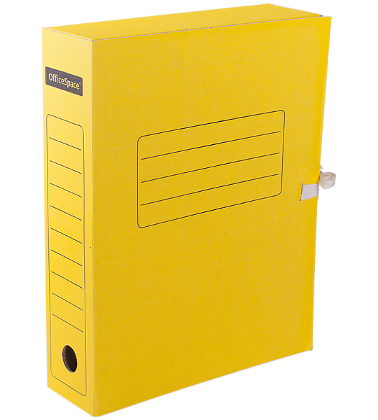 Папка архивная с завязками OfficeSpace, микрогофрокартон, 75мм, желтый, до 700л.