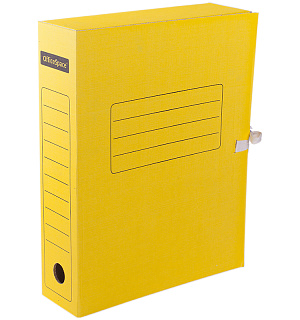 Папка архивная с завязками OfficeSpace, микрогофрокартон, 75мм, желтый, до 700л.
