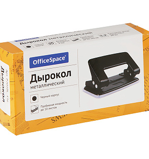 Дырокол OfficeSpace 10л., металлический, черный