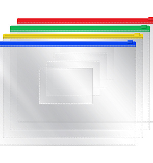 Папка-конверт на молнии OfficeSpace, A5, 120мкм, прозрачная