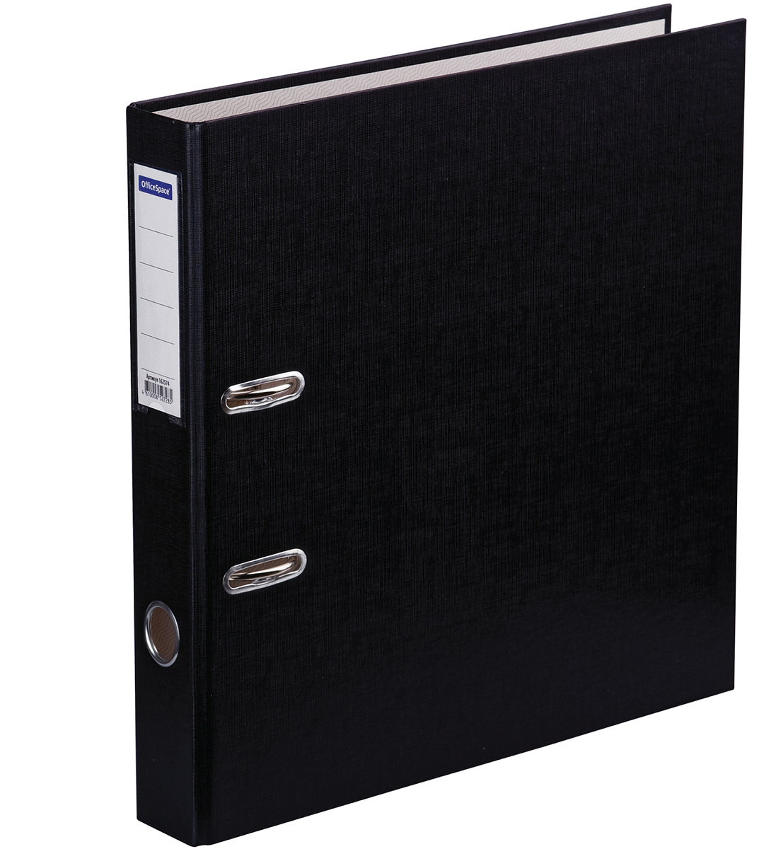 Папка-регистратор OfficeSpace, 50мм, бумвинил, с карманом на корешке, черная