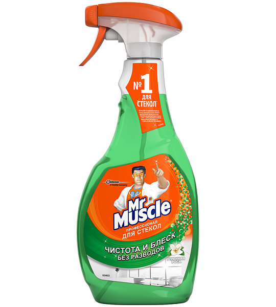 Средство для мытья стекол Mr.Muscle с нашатырным спиртом "Утренняя роса", 500мл, с курком