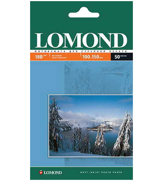 Фотобумага A6 (100*150) для стр. принтеров Lomond, 180г/м2 (50л) матовая односторонняя