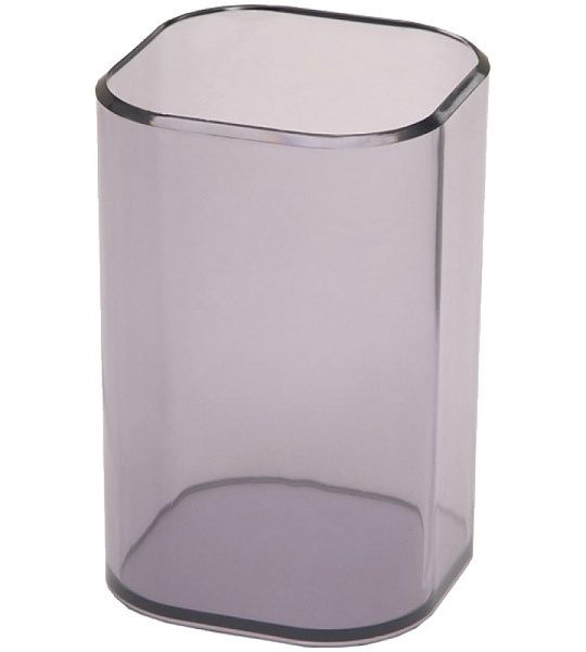 Подставка-стакан СТАММ "Визит", пластик, квадратный, тонированный серый