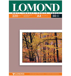 Фотобумага А4 для стр. принтеров Lomond, 220г/м2 (50л) матовая двусторонняя