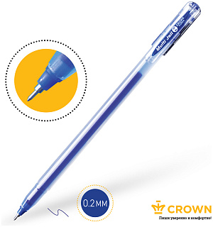 Ручка гелевая Crown "Multi Jell" синяя, 0,4мм, игольчатый стержень