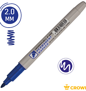 Маркер перманентный Crown "Multi Marker Slim" синий, пулевидный, 2мм