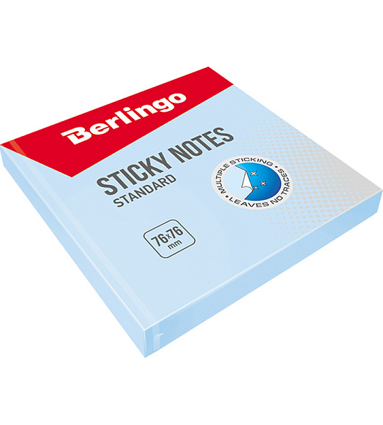 Самоклеящийся блок Berlingo "Standard", 76*76мм, 100л, голубой