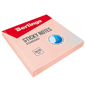 Самоклеящийся блок Berlingo "Standard", 76*76мм, 100л, розовый