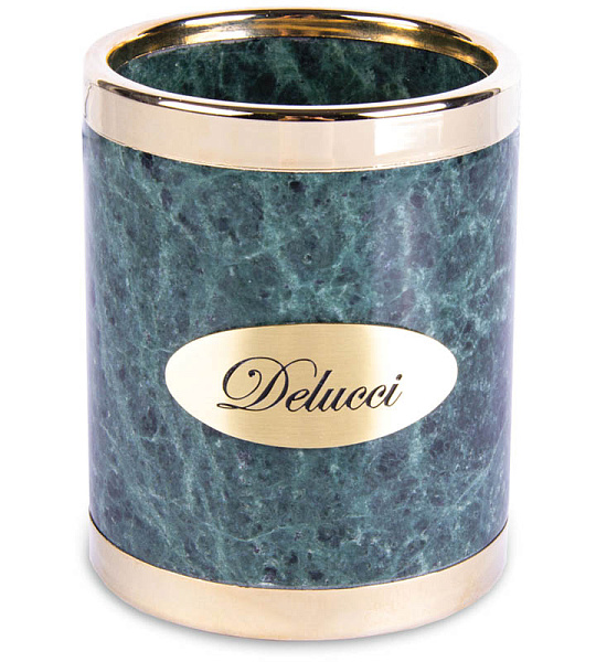 Стакан для карандашей Delucci, зеленый мрамор