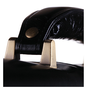 Портфель Delucci "Стефано", кожа, черный, 2 отделения, метал. замок, с ремнем