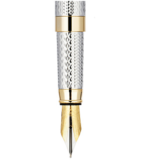 Ручка перьевая Delucci "Celeste" черная, 0,8мм, цвет корпуса - серебро, подарочный футляр