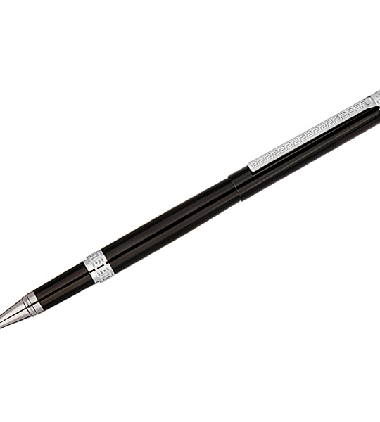 Ручка-роллер Delucci "Classico" черная, 0,6мм, цвет корпуса - черный/хром, подарочная упаковка