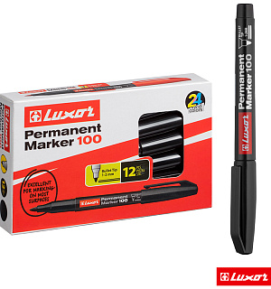 Маркер перманентный Luxor "100" черный, пулевидный, 1-2мм