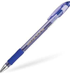 Ручка гелевая Crown "Hi-Jell Needle Grip" синяя, 0,7мм, грип, игольчатый стержень, штрих-код