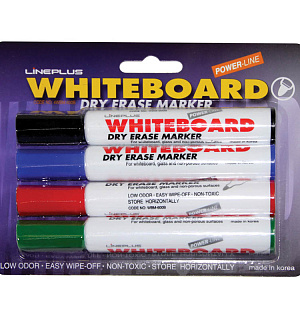Набор маркеров для белых досок Line Plus "600B" 04цв., пулевидный, 2мм, блистер