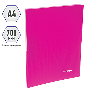 Папка c зажимом Berlingo "Neon", 17мм, 700мкм, неоновая розовая