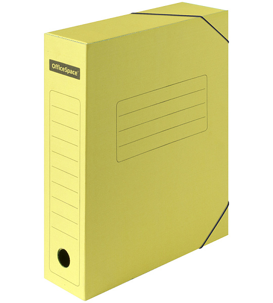 Папка архивная на резинках OfficeSpace, микрогофрокартон, 75мм, желтый, до 700л.