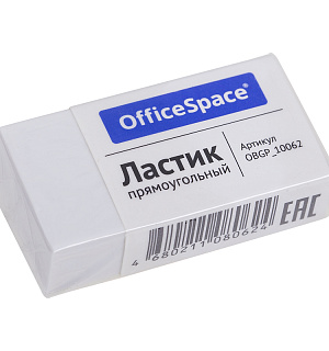 Ластик OfficeSpace, прямоугольный, термопластичная резина, картонный футляр, 38*20*10мм