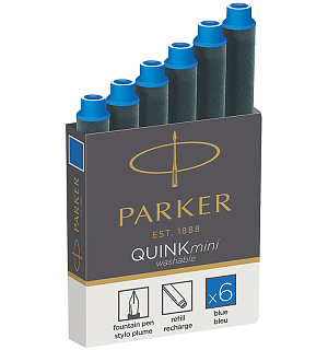 Картриджи чернильные Parker "Cartridge Quink Mini" синие, 6шт., картонная коробка