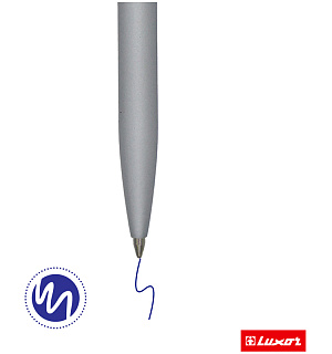Ручка шариковая Luxor "Sleek" синяя, 1,0мм, корпус серый металлик, поворотный механизм