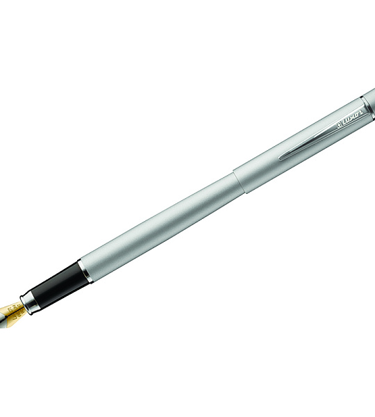Ручка перьевая Luxor "Sleek" синяя, 0,8мм, корпус серый металлик