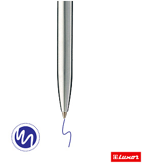 Ручка шариковая Luxor "Gemini" синяя, 1,0мм, корпус черный/хром, кнопочный механизм