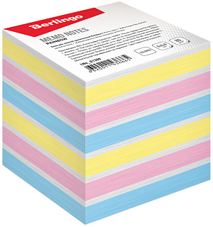 Блок для записи на склейке Berlingo "Rainbow" 8*8*8см, цветной, пастель