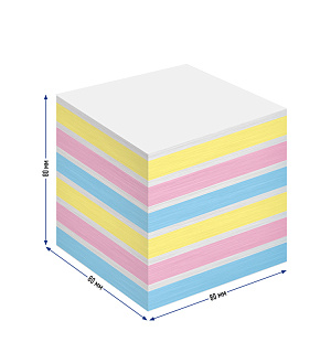 Блок для записи на склейке Berlingo "Rainbow" 8*8*8см, цветной, пастель