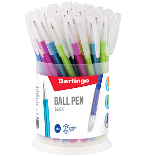 Ручка шариковая Berlingo "Slick" синяя, 0,7мм, игольчатый стержень, корпус ассорти