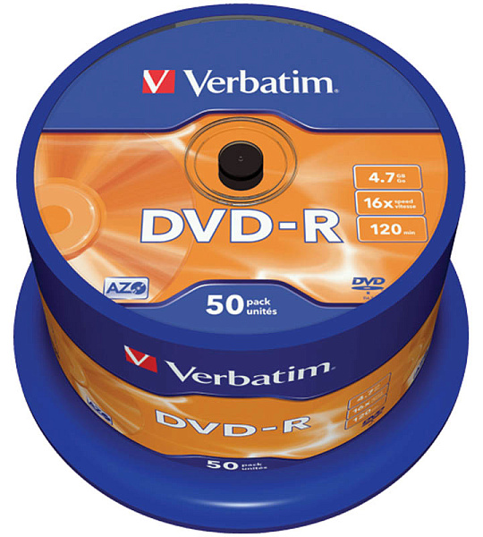 Диск DVD-R 4.7Gb Verbatim 16x Cake Box (50шт)