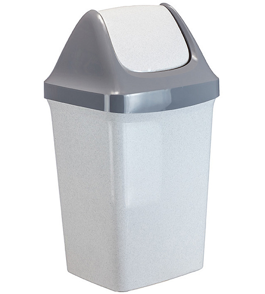 Ведро-контейнер для мусора (урна) Idea "Свинг", 50л, качающаяся крышка, пластик, мраморный