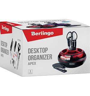 Настольный органайзер Berlingo "Apex", 9 предметов, вращающийся, черный/фиолетовый