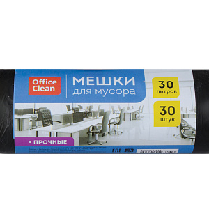 Мешки для мусора  30л OfficeClean ПНД, 50*60см, 10мкм, 30шт., прочные, черные, в рулоне