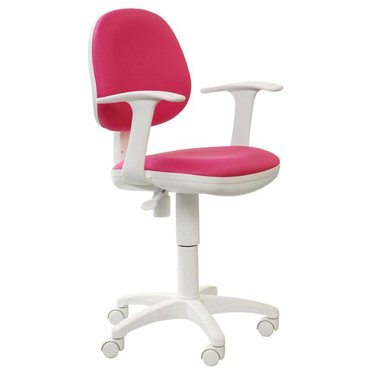 Кресло детское Бюрократ CH-W356AXSN/15-55, ткань розовая, механизм качания, пластик белый