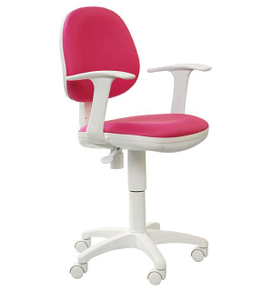 Кресло детское Бюрократ CH-W356AXSN/15-55, ткань розовая, механизм качания, пластик белый