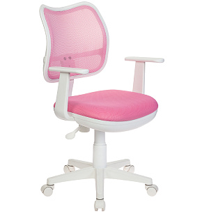 Кресло детское Бюрократ CH-W797, PL, ткань розовая/сетка, механизм качания, пластик белый