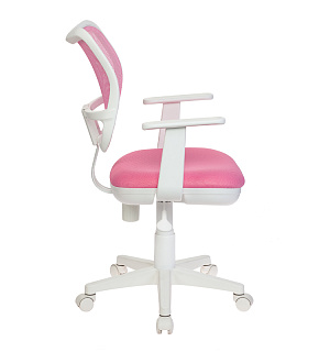 Кресло детское Бюрократ CH-W797, PL, ткань розовая/сетка, механизм качания, пластик белый