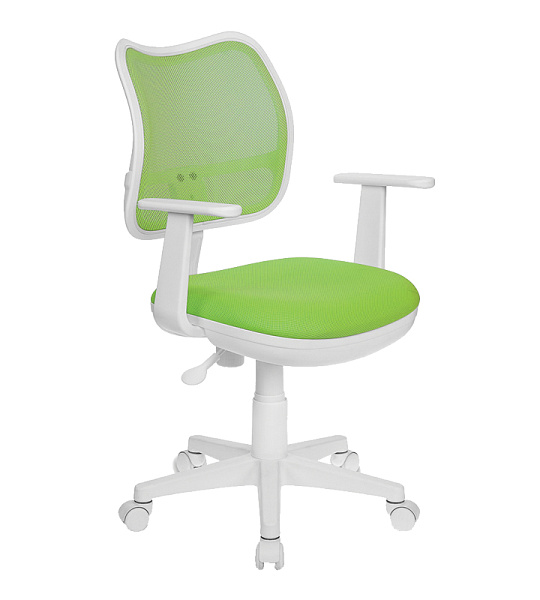 Кресло детское Бюрократ CH-W797, PL, ткань салатовая/сетка, механизм качания, пластик белый