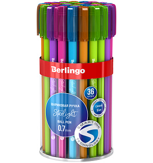 Ручка шариковая Berlingo "Starlight" синяя, 0,7мм, игольчатый стержень, прорезиненный корпус ассорти
