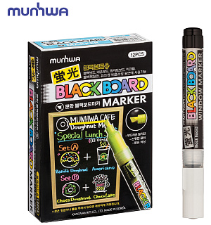 Маркер меловой MunHwa "Black Board Marker" белый, 3мм, водная основа