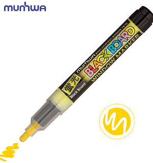 Маркер меловой MunHwa "Black Board Marker" желтый, 3мм, водная основа