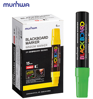 Маркер меловой MunHwa "Black Board Jumbo" зеленый, 15мм, водная основа