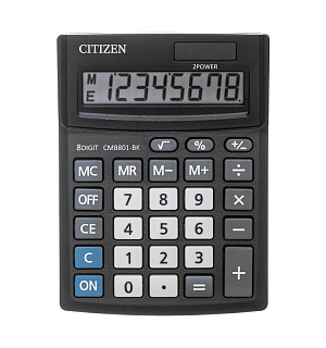 Калькулятор настольный Citizen Business Line CMB801-BK, 8 разрядов, двойное питание, 102*137*31мм, черный