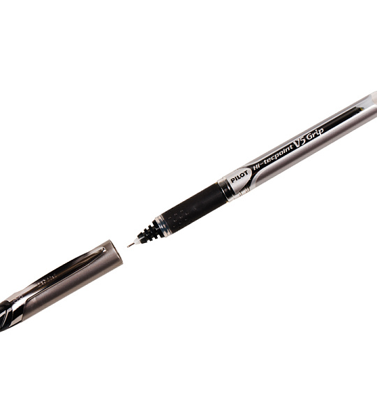 Ручка-роллер Pilot "Hi-Techpoint" черная, 0,5мм, грип, игольчатый пишущий узел, одноразовая