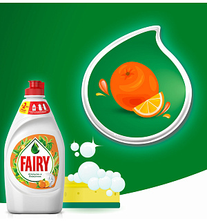 Средство для мытья посуды Fairy "Апельсин и лимонник", 900мл