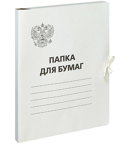 Папка для бумаг с завязками OfficeSpace, Герб России, картон немелованный,300г/м2, белый, до 200л.