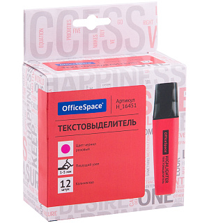 Текстовыделитель OfficeSpace розовый, 1-5мм