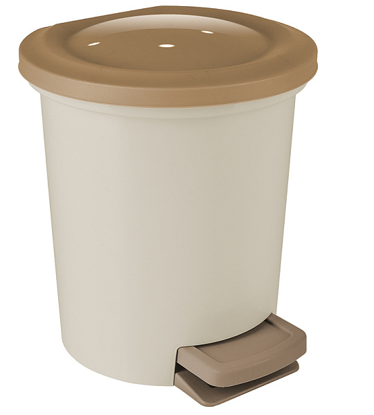 Ведро-контейнер для мусора (урна) Svip "Ориджинал",  6л, с педалью, круглое, пластик, кофейного цвета