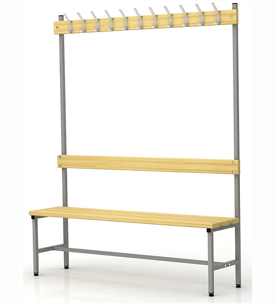 Вешалка односторонняя со скамьей на металлокаркасе Надежда П-091Д/1,5, сосна, 1818*1480*370
